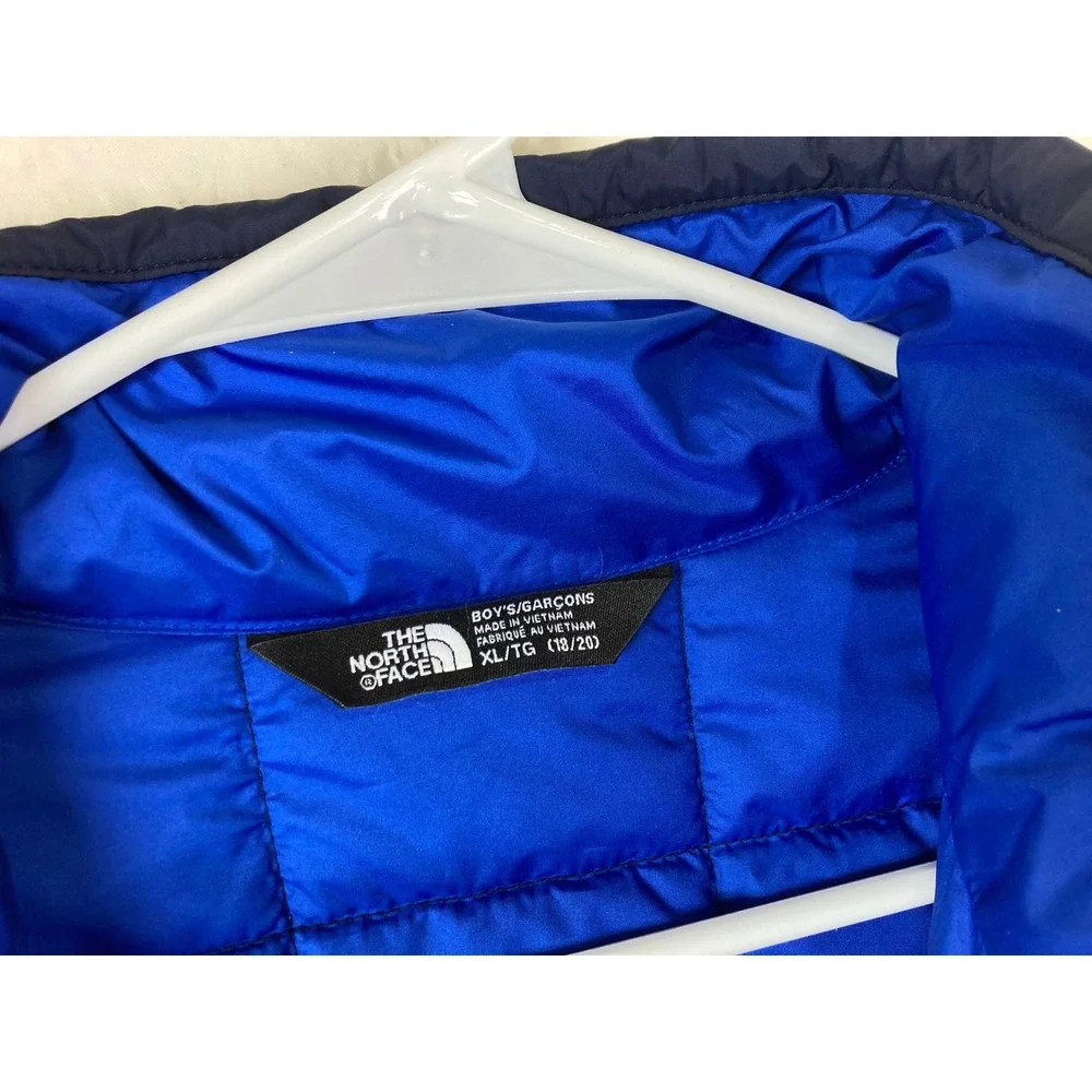 The North Face Puffer Jacket Boys XL 18/20 Mens Small Blue Quilted Zip Up Logo